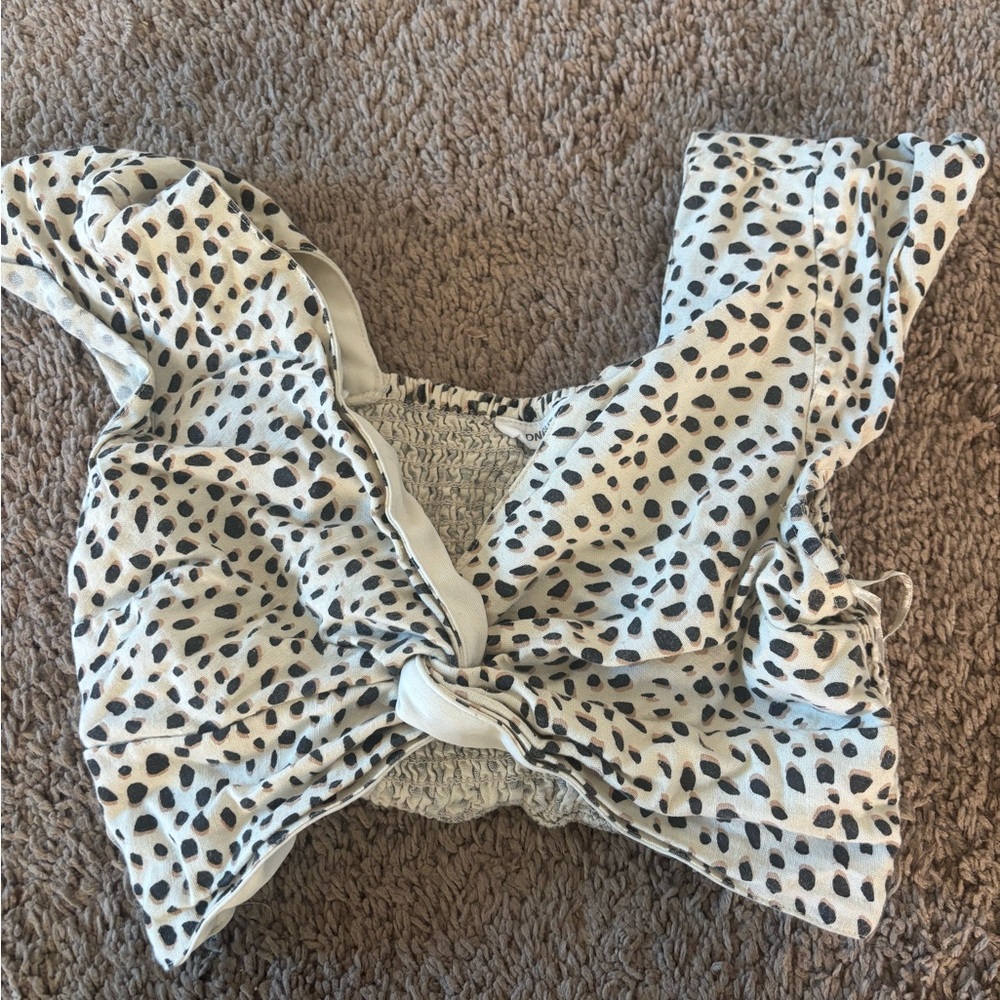 White and Black Polka Dot Top